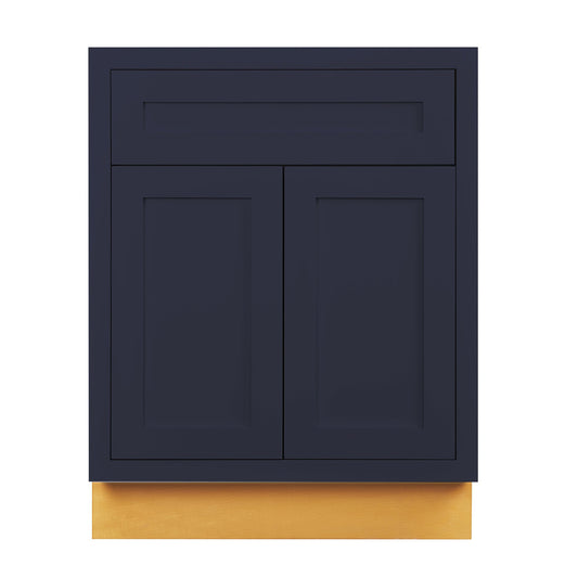 Maplevilles Cabinetry 24" Oxford Blue Inset Modern Shaker Style RTA Birch Wood Storage Base Kitchen Cabinet With 2 Doors & One Drawer