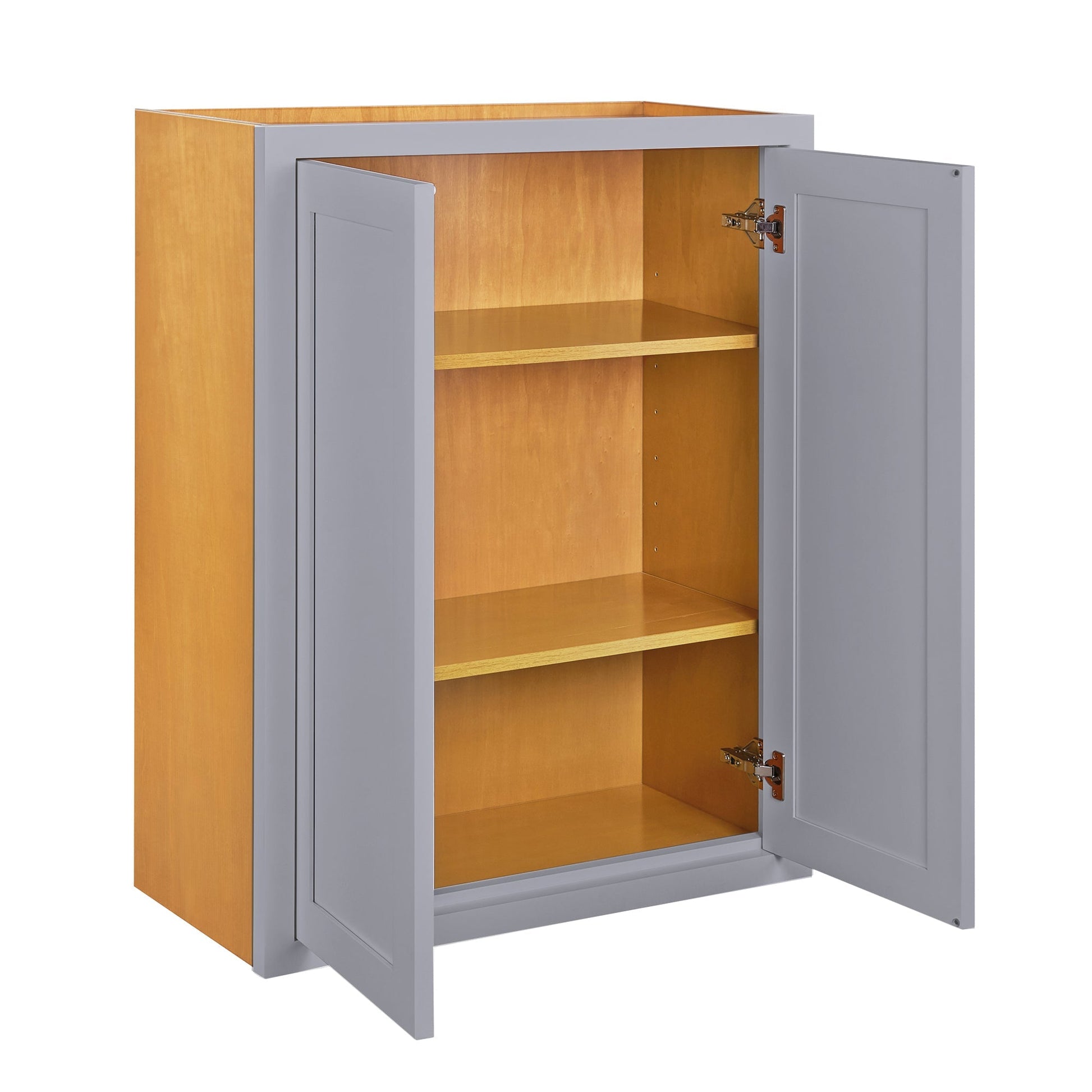 Maplevilles Cabinetry 24" x 39" Light Gray Inset Modern Shaker Style RTA Birch Wood Wall Storage Cabinet With 2 Doors & 2 Shelf Boards