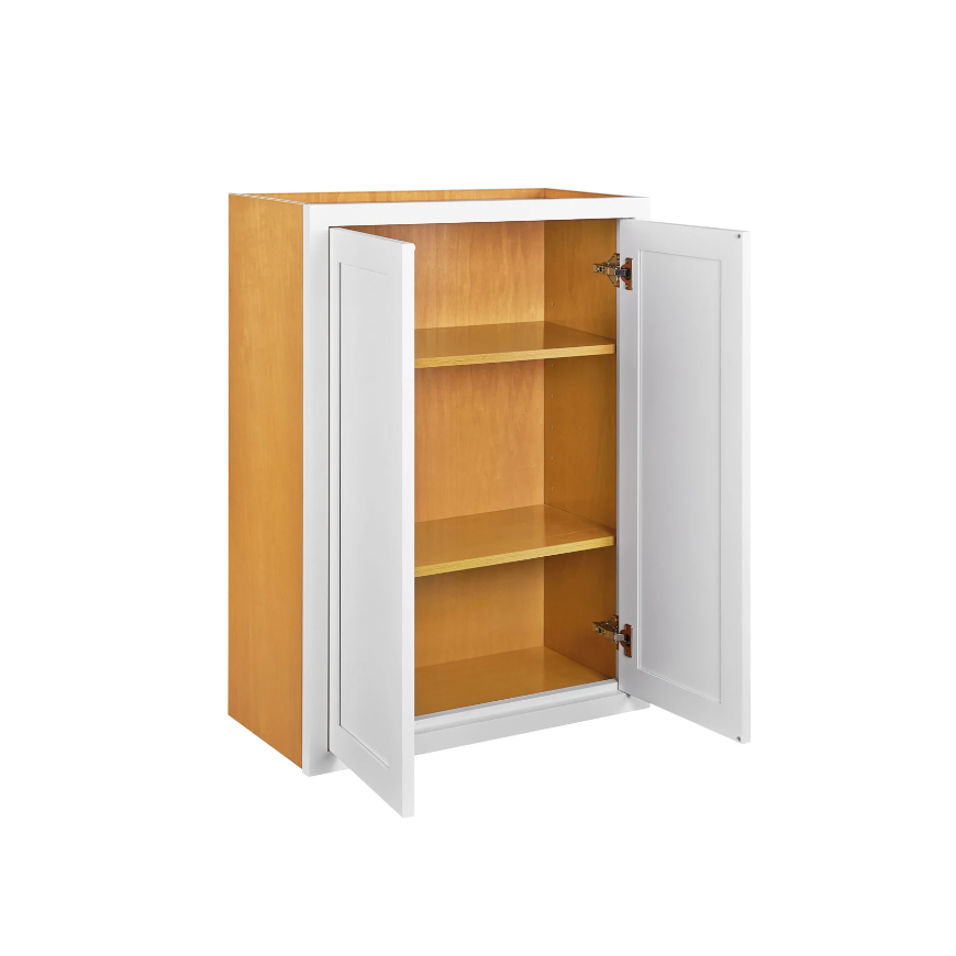 Maplevilles Cabinetry 24" x 39" Snow White Inset Modern Shaker Style RTA Birch Wood Wall Storage Cabinet With 2 Doors & 2 Shelf Boards