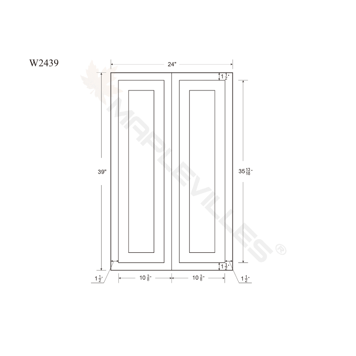 Maplevilles Cabinetry 24" x 39" Snow White Inset Modern Shaker Style RTA Birch Wood Wall Storage Cabinet With 2 Doors & 2 Shelf Boards