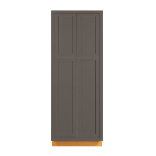 Maplevilles Cabinetry 24" x 84" Dark Gray Inset Modern Shaker Style RTA Birch Wood Tall Pantry Cabinet With 4 Doors & 4 Shelf Boards