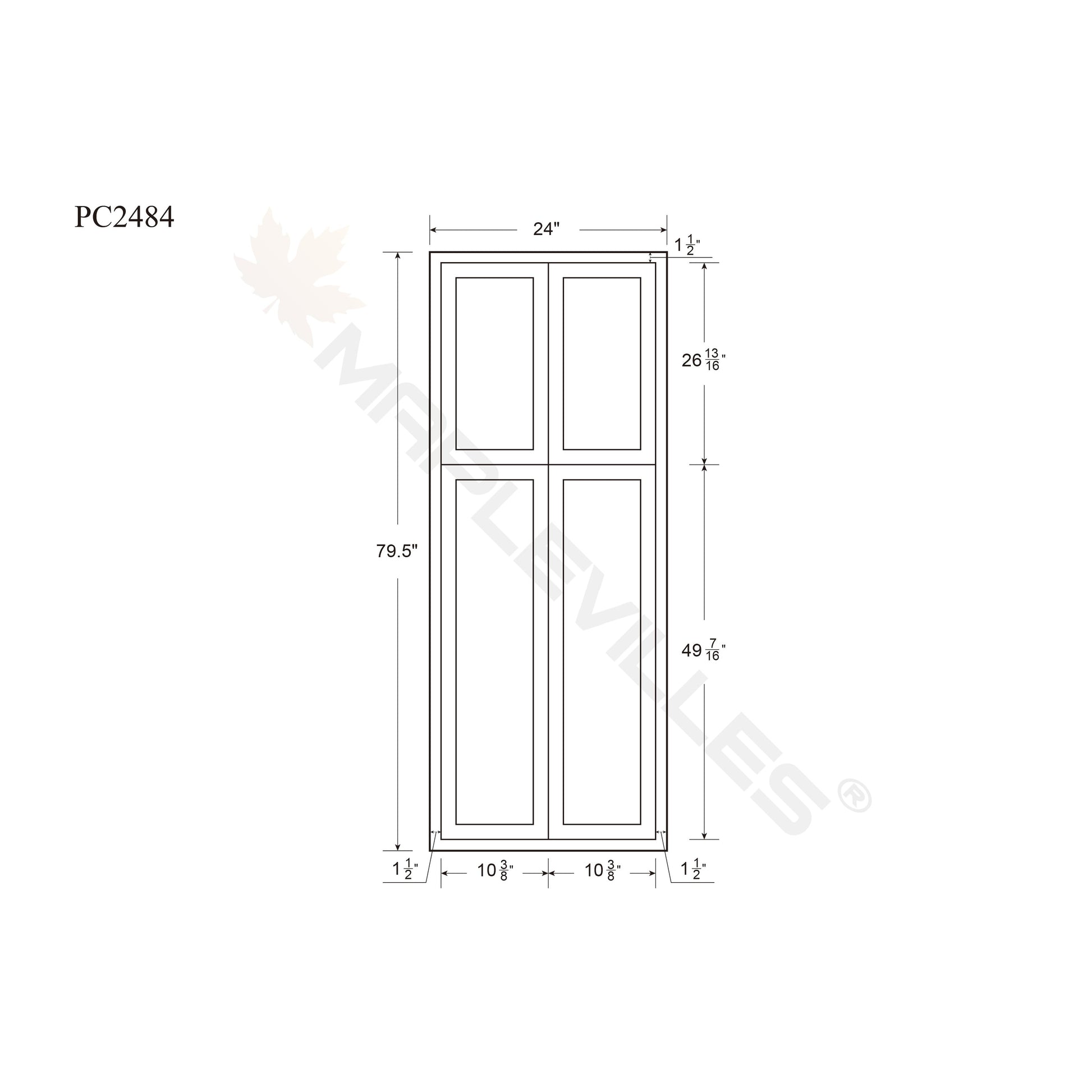 Maplevilles Cabinetry 24" x 84" Light Gray Inset Modern Shaker Style RTA Birch Wood Tall Pantry Cabinet With 4 Doors & 4 Shelf Boards