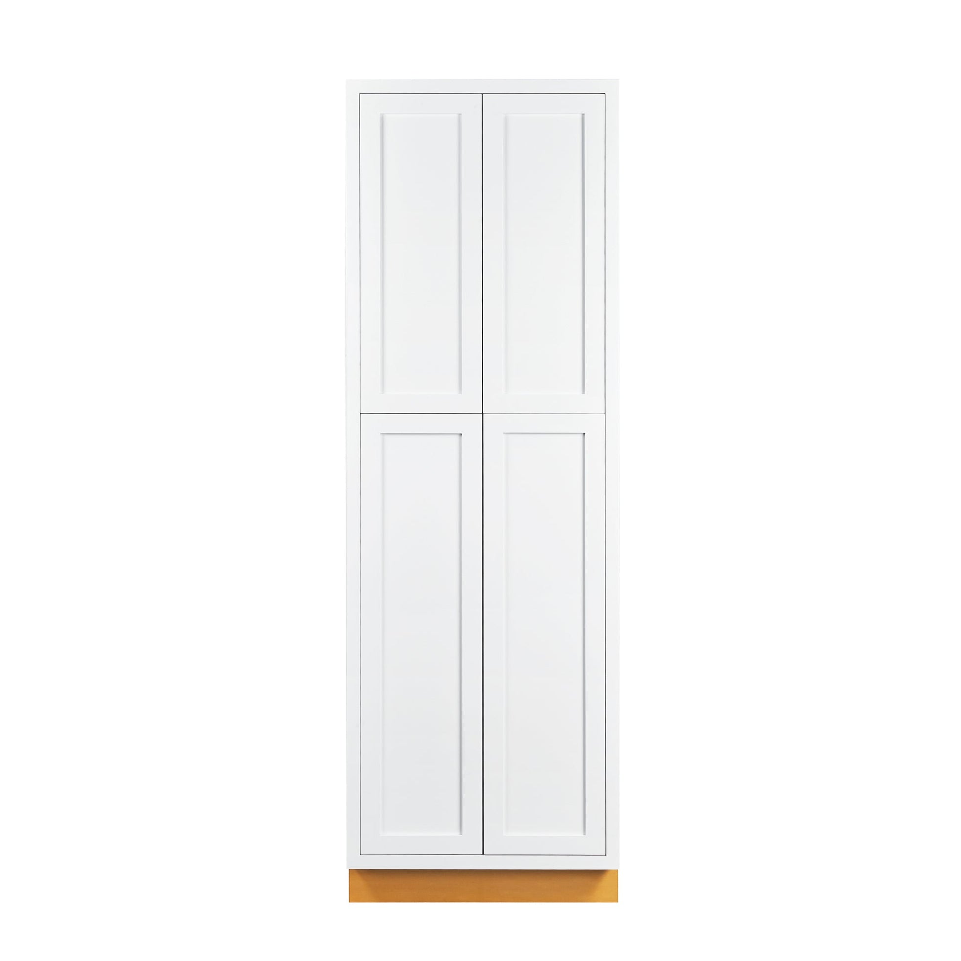 Maplevilles Cabinetry 24" x 93" Snow White Inset Modern Shaker Style RTA Birch Wood Tall Pantry Cabinet With 4 Doors & 4 Shelf Boards