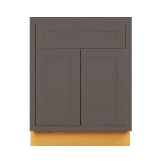 Maplevilles Cabinetry 27" Dark Gray Inset Modern Shaker Style RTA Birch Wood Storage Base Kitchen Cabinet With 2 Doors & One Drawer