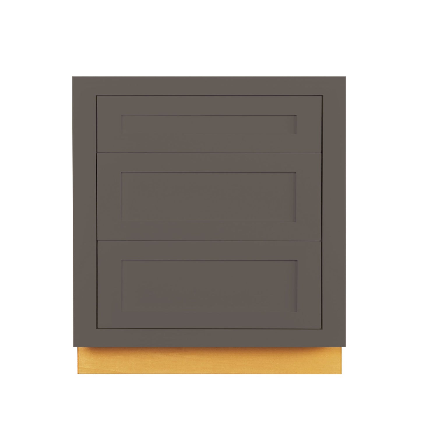 Maplevilles Cabinetry 27" Dark Gray Inset Modern Shaker Style RTA Birch Wood Storage Base Kitchen Cabinet With 3 Drawers