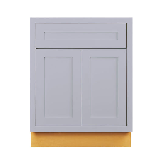 Maplevilles Cabinetry 27" Light Gray Inset Modern Shaker Style RTA Birch Wood Storage Base Kitchen Cabinet With 2 Doors & One Drawer