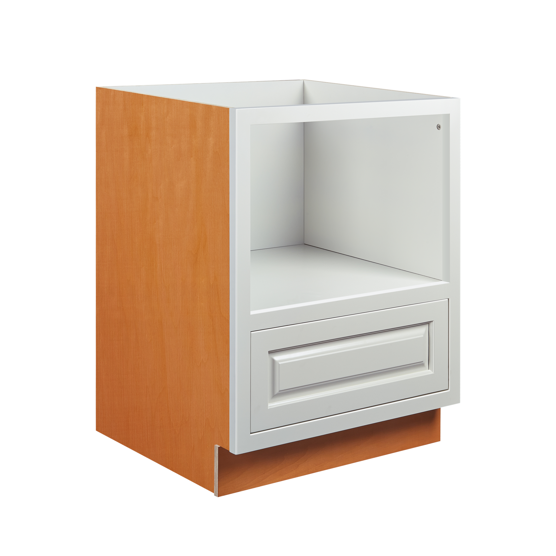 Maplevilles Cabinetry 27" Vintage White Inset Modern Shaker Style RTA Birch Wood Storage Base Microwave Kitchen Cabinet With 1 Microwave Opening & 1 Drawer