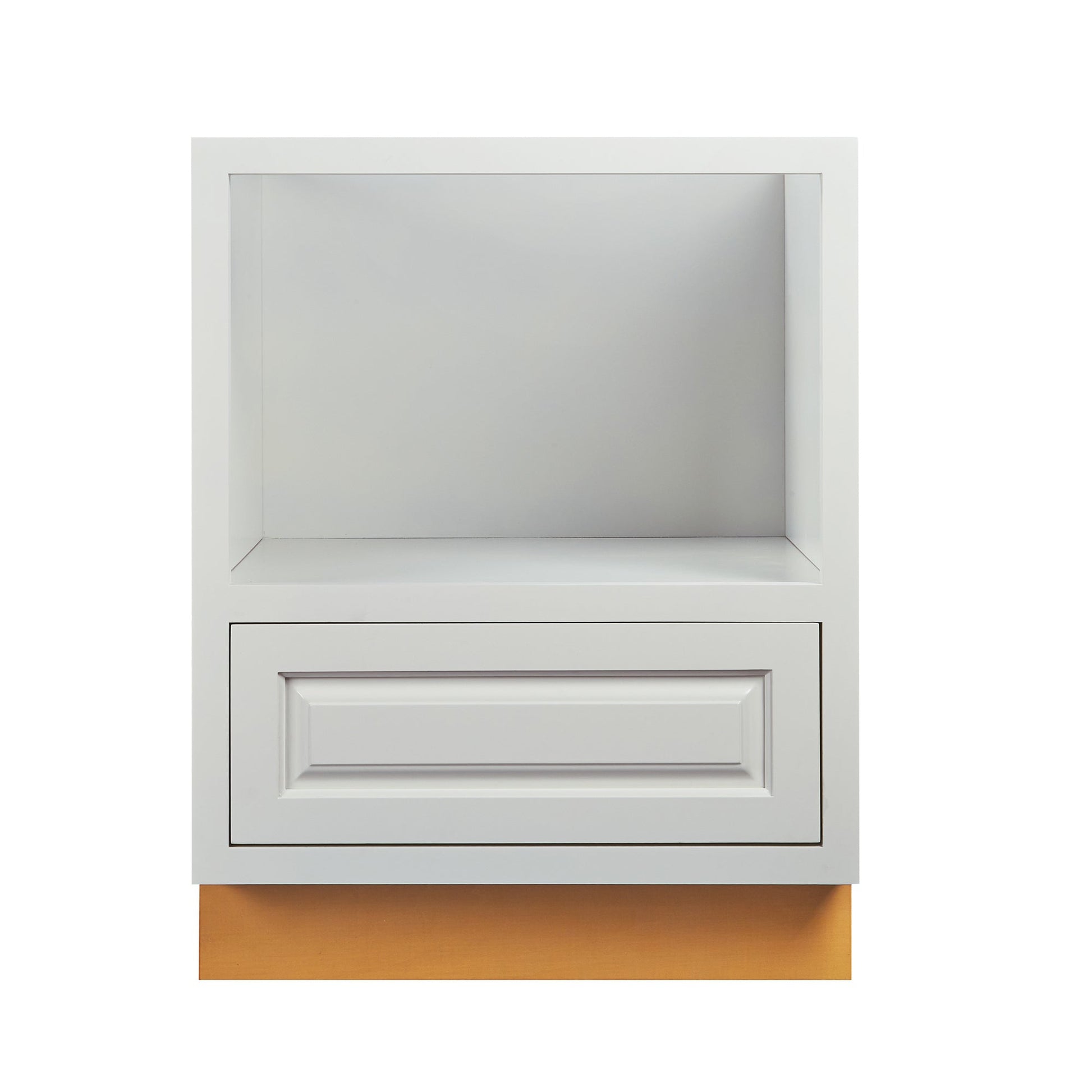 Maplevilles Cabinetry 27" Vintage White Inset Modern Shaker Style RTA Birch Wood Storage Base Microwave Kitchen Cabinet With 1 Microwave Opening & 1 Drawer
