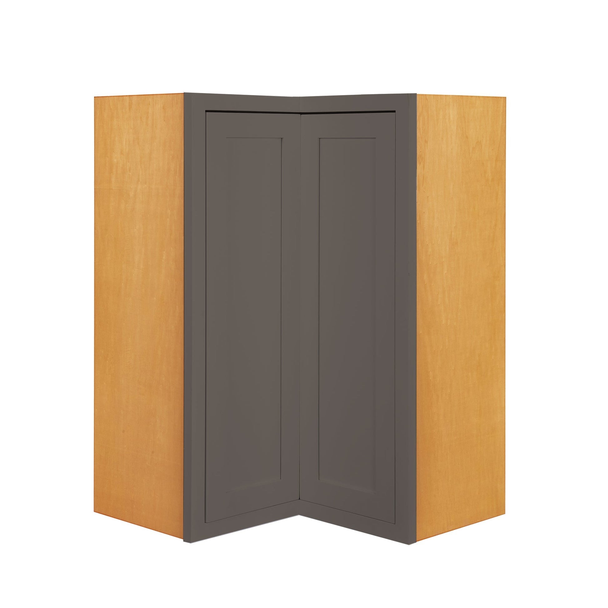 Maplevilles Cabinetry 27" x 30" & 14" Deep Dark Gray Inset Modern Shaker Style RTA Birch Wood Wall Angle Storage Cabinet With 1 Door & 2 Shelf Boards