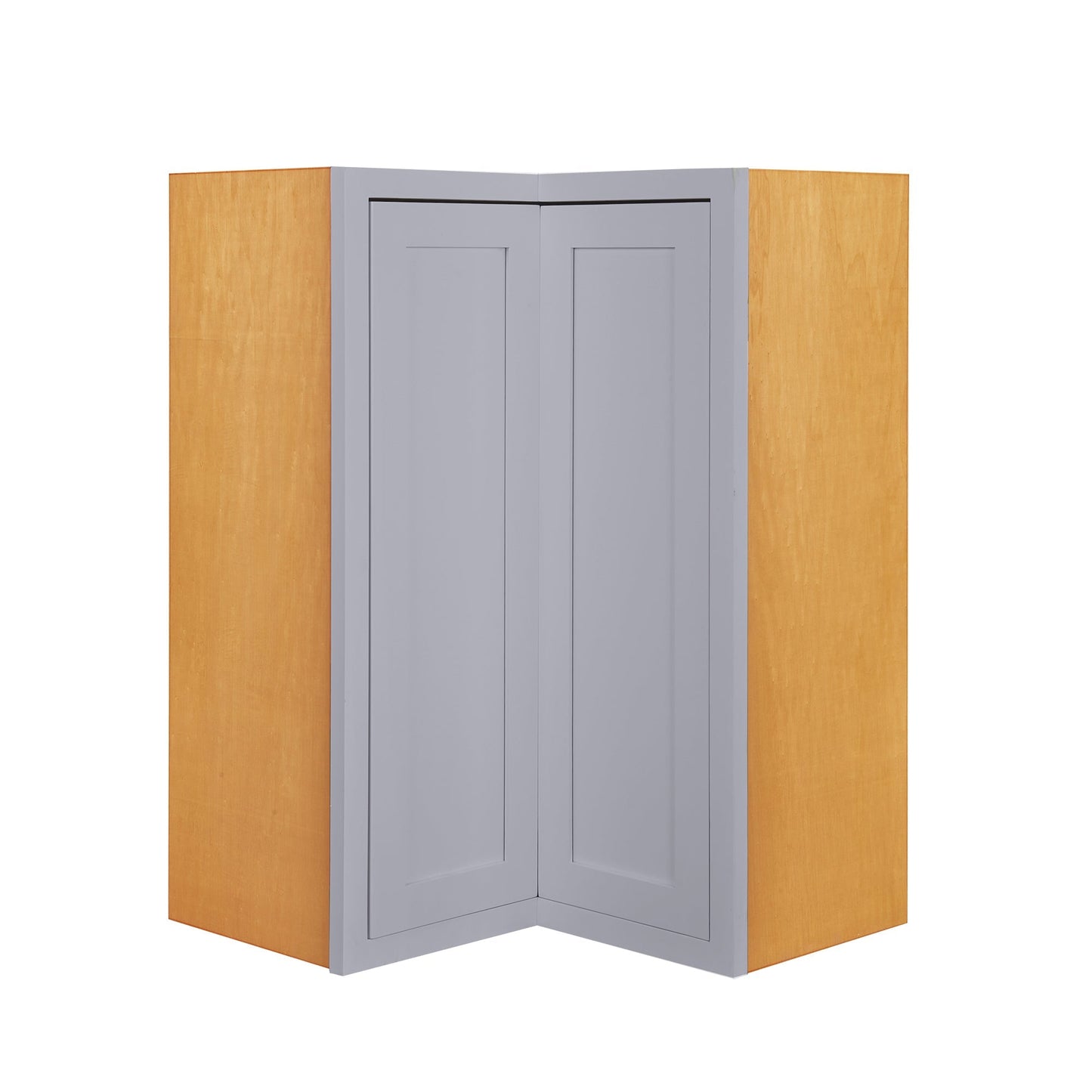 Maplevilles Cabinetry 27" x 30" & 14" Deep Light Gray Inset Modern Shaker Style RTA Birch Wood Wall Angle Storage Cabinet With 1 Door & 2 Shelf Boards