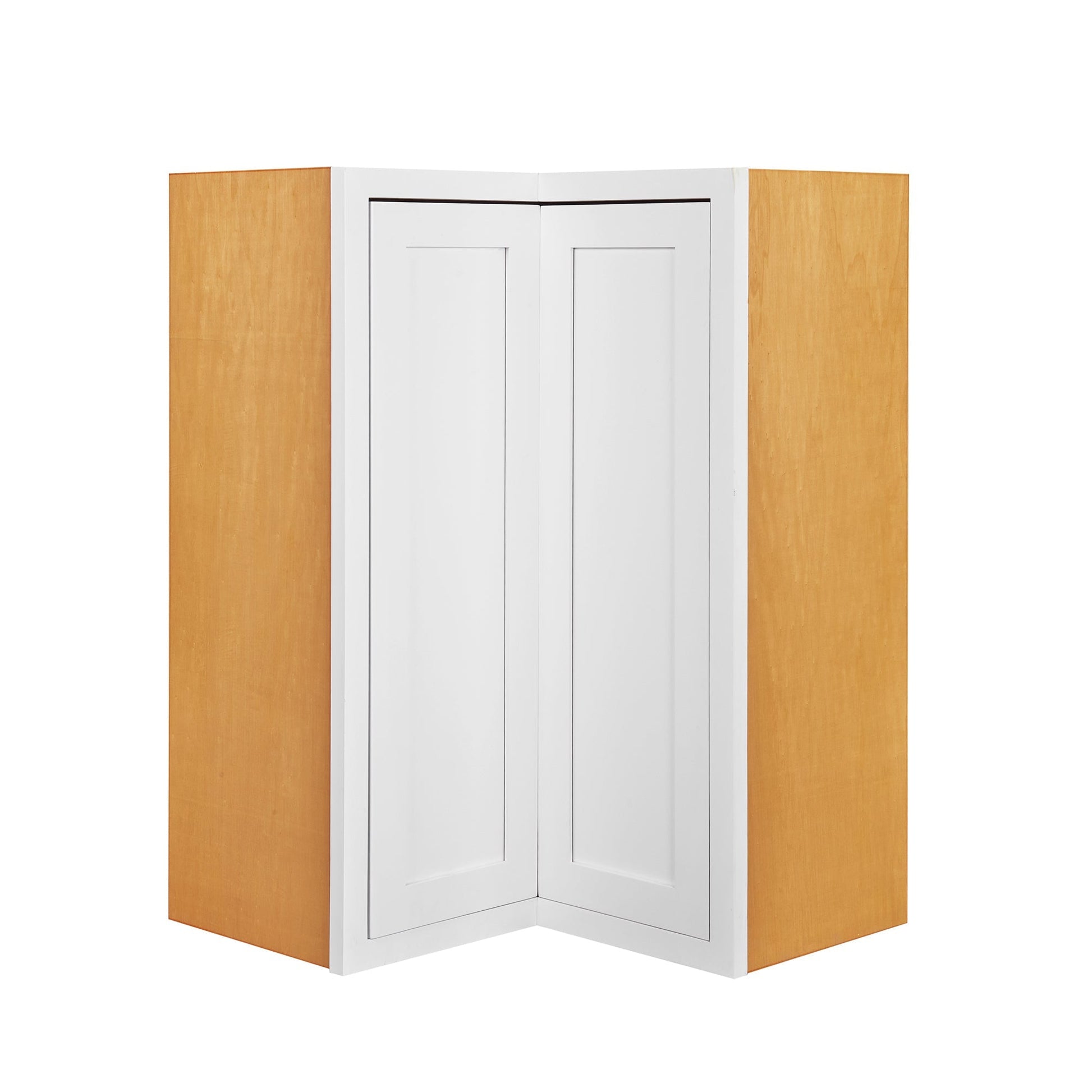 Maplevilles Cabinetry 27" x 30" & 14" Deep Snow White Inset Modern Shaker Style RTA Birch Wood Wall Angle Storage Cabinet With 1 Door & 2 Shelf Boards