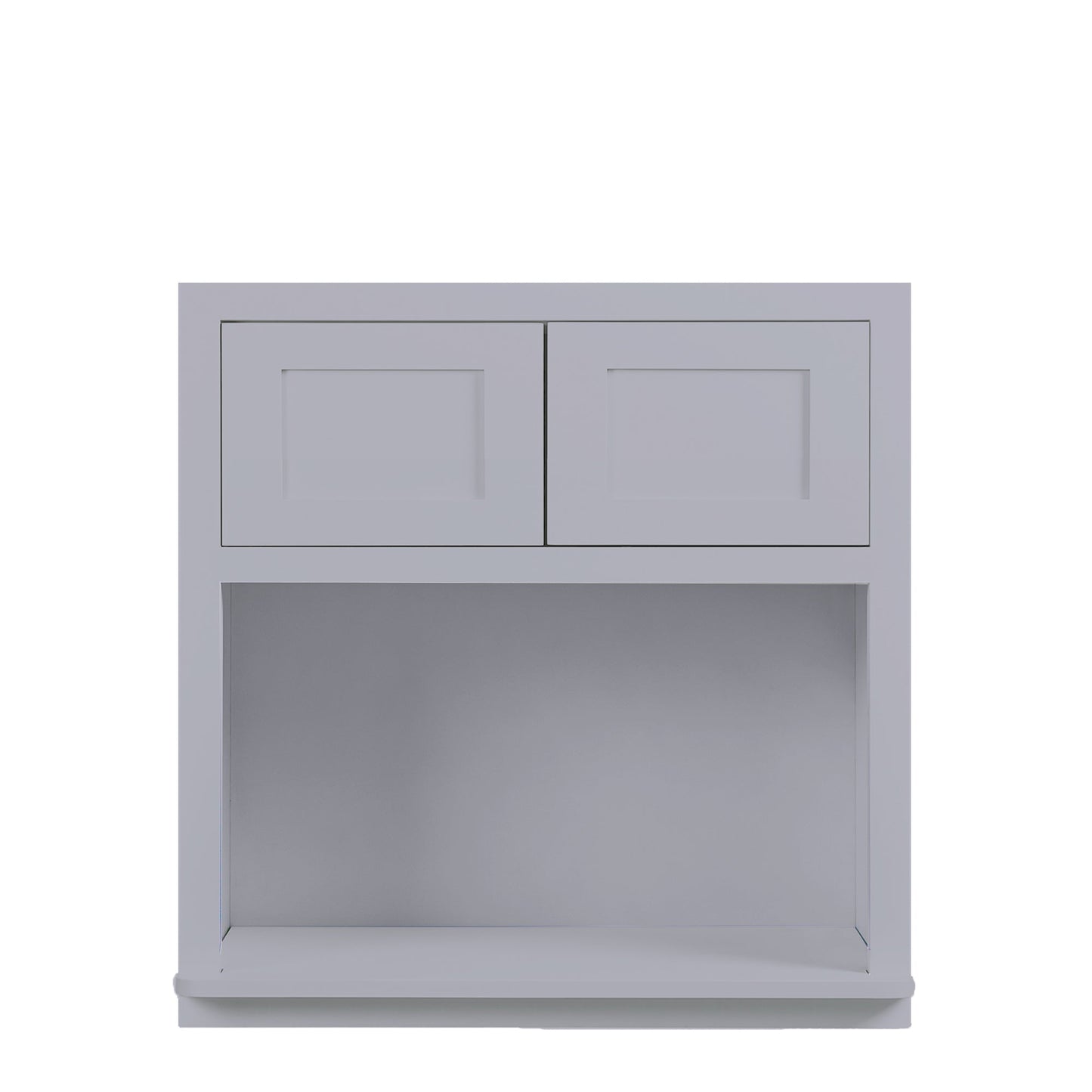 Maplevilles Cabinetry 27" x 30" Light Gray Inset Modern Shaker Style RTA Birch Wood Wall Microwave Storage Cabinet With 2 Doors