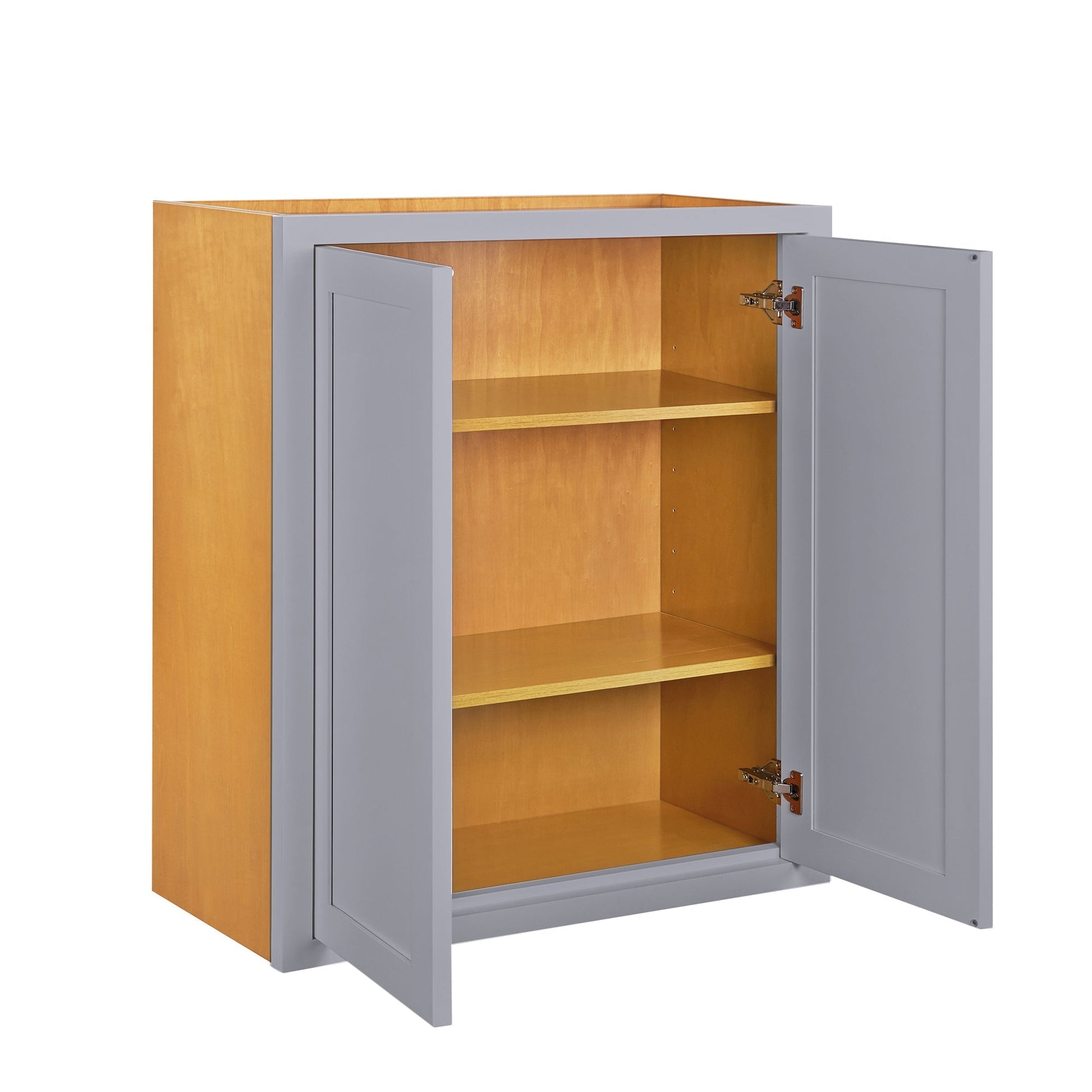 Maplevilles Cabinetry 27" x 30" Light Gray Inset Modern Shaker Style RTA Birch Wood Wall Storage Cabinet With 2 Doors & 2 Shelf Boards