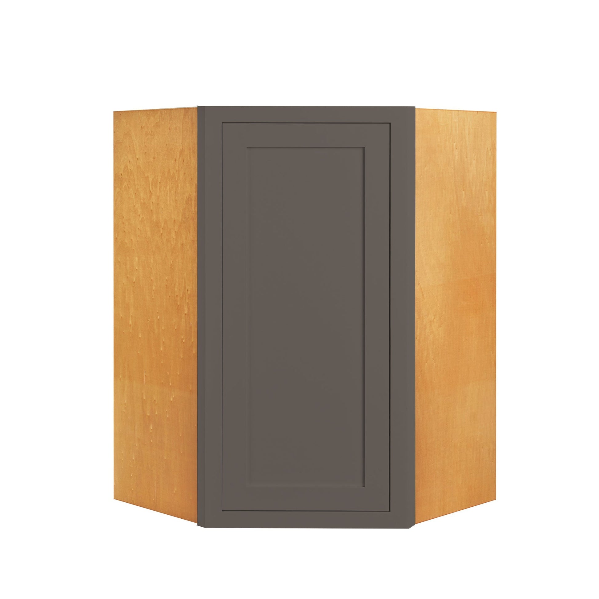 Maplevilles Cabinetry 27" x 39" & 14" Deep Dark Gray Inset Modern Shaker Style RTA Birch Wood Wall Diagonal Corner Storage Cabinet With 1 Solid Door & 2 Shelf Boards