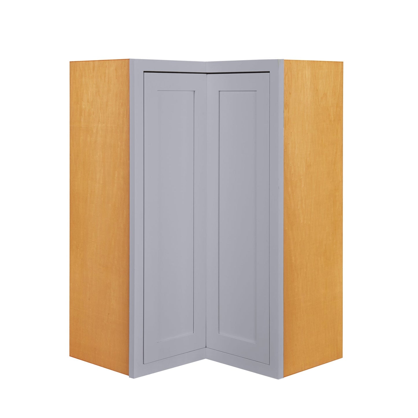 Maplevilles Cabinetry 27" x 39" & 14" Deep Light Gray Inset Modern Shaker Style RTA Birch Wood Wall Angle Storage Cabinet With 1 Door & 2 Shelf Boards