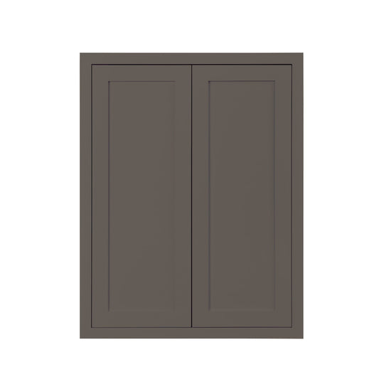 Maplevilles Cabinetry 27" x 39" Dark Gray Inset Modern Shaker Style RTA Birch Wood Wall Storage Cabinet With 2 Doors & 2 Shelf Boards