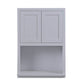 Maplevilles Cabinetry 27" x 39" Light Gray Inset Modern Shaker Style RTA Birch Wood Wall Microwave Storage Cabinet With 2 Doors