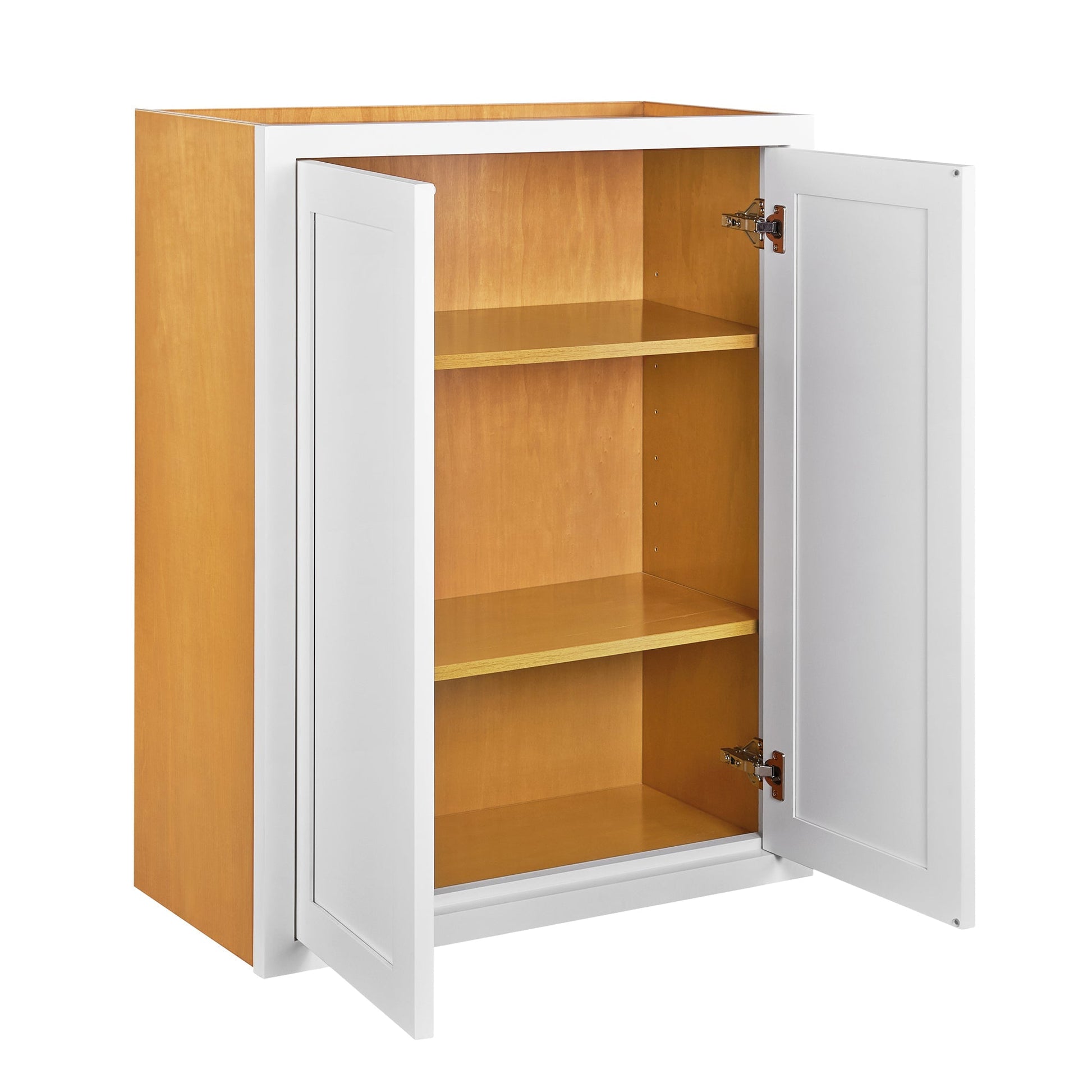 Maplevilles Cabinetry 27" x 39" Snow White Inset Modern Shaker Style RTA Birch Wood Wall Storage Cabinet With 2 Doors & 2 Shelf Boards