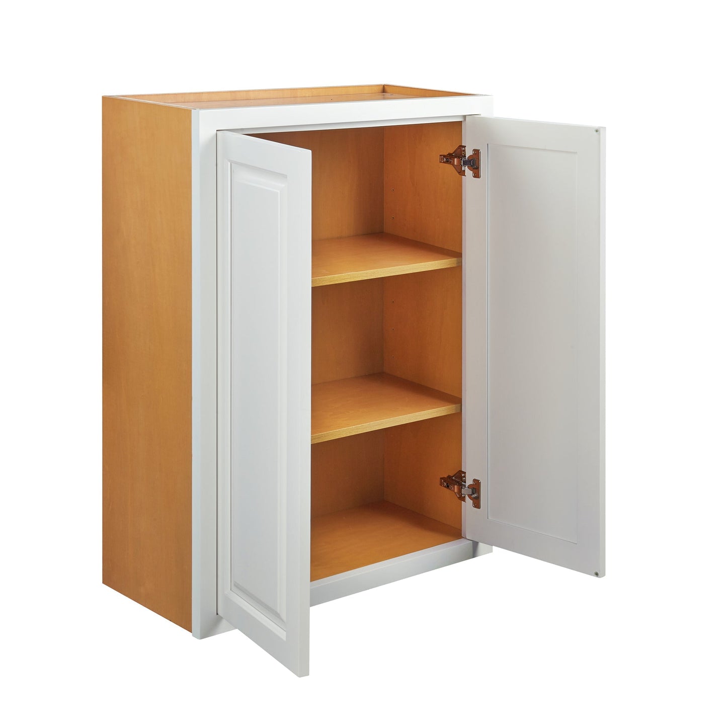 Maplevilles Cabinetry 27" x 39" Vintage White Inset Modern Shaker Style RTA Birch Wood Wall Storage Cabinet With 2 Doors & 2 Shelf Boards