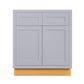 Maplevilles Cabinetry 30" Light Gray Inset Modern Shaker Style RTA Birch Wood Storage Base Kitchen Cabinet With 2 Doors & 2 Drawers