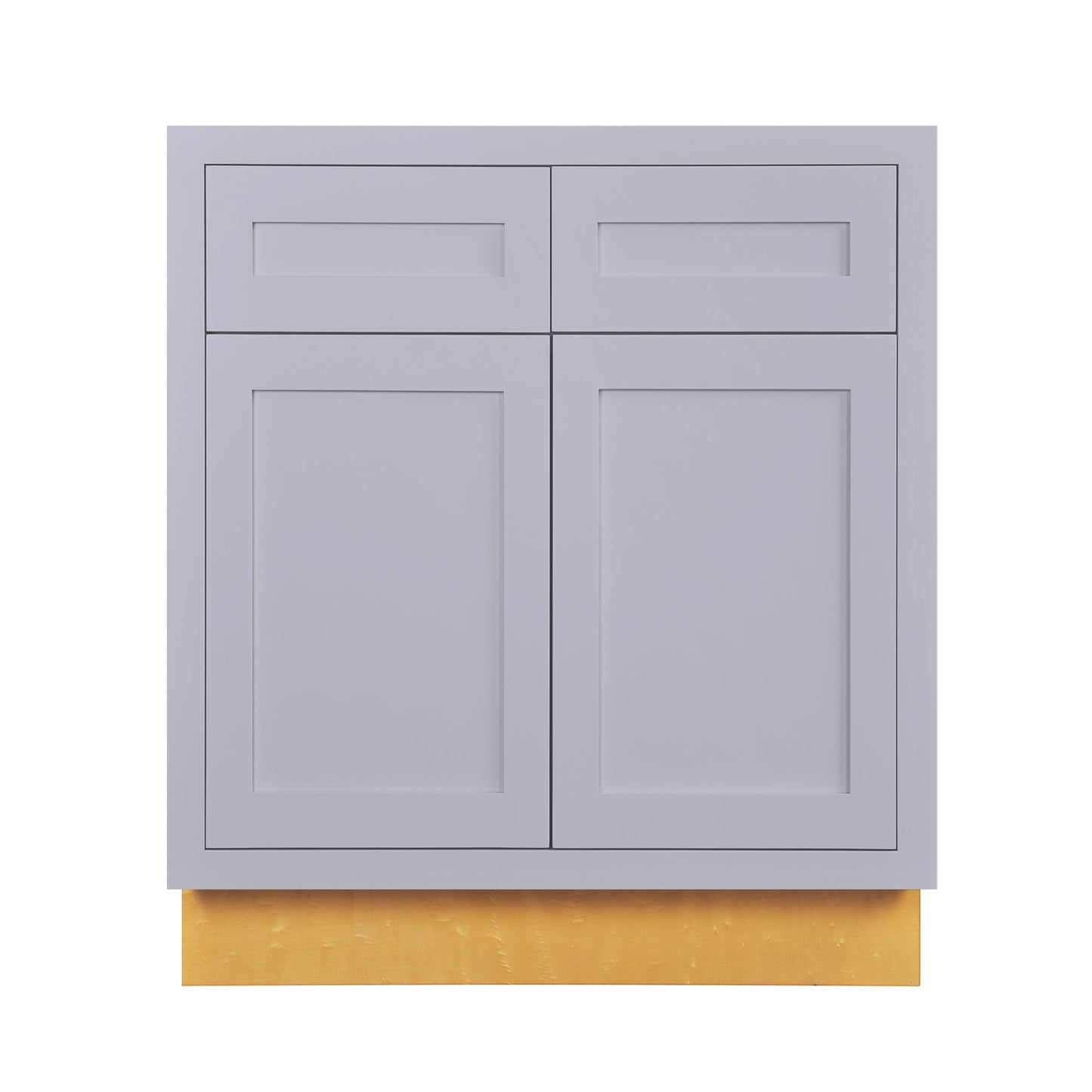 Maplevilles Cabinetry 30" Light Gray Inset Modern Shaker Style RTA Birch Wood Storage Base Kitchen Cabinet With 2 Doors & 2 Drawers