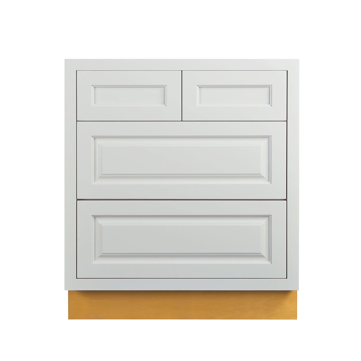 Maplevilles Cabinetry 30" Vintage White Inset Modern Shaker Style RTA Birch Wood Storage Base Kitchen Cabinet With 4 Drawers