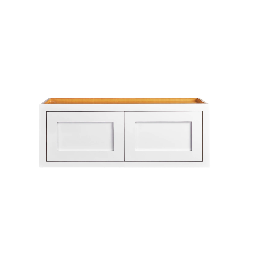 Maplevilles Cabinetry 30" x 12" Snow White Inset Modern Shaker Style RTA Birch Wood Wall Storage Cabinet With 2 Doors