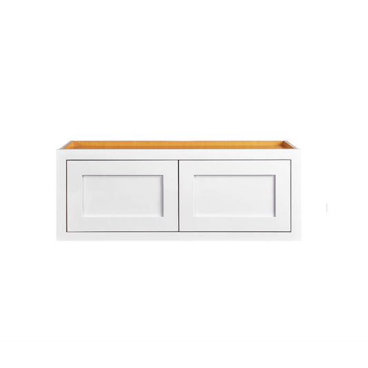 Maplevilles Cabinetry 30" x 12" Snow White Inset Modern Shaker Style RTA Birch Wood Wall Storage Cabinet With 2 Doors