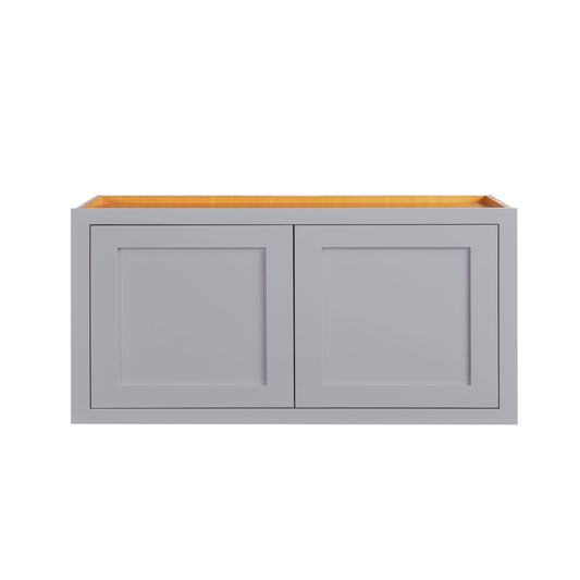 Maplevilles Cabinetry 30" x 15" Light Gray Inset Modern Shaker Style RTA Birch Wood Wall Storage Cabinet With 2 Doors