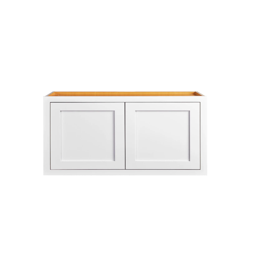 Maplevilles Cabinetry 30" x 15" Snow White Inset Modern Shaker Style RTA Birch Wood Wall Storage Cabinet With 2 Doors