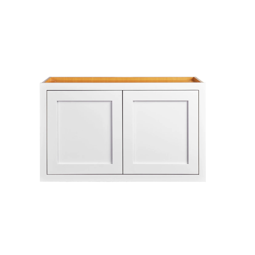 Maplevilles Cabinetry 30" x 18" Snow White Inset Modern Shaker Style RTA Birch Wood Wall Storage Cabinet With 2 Doors