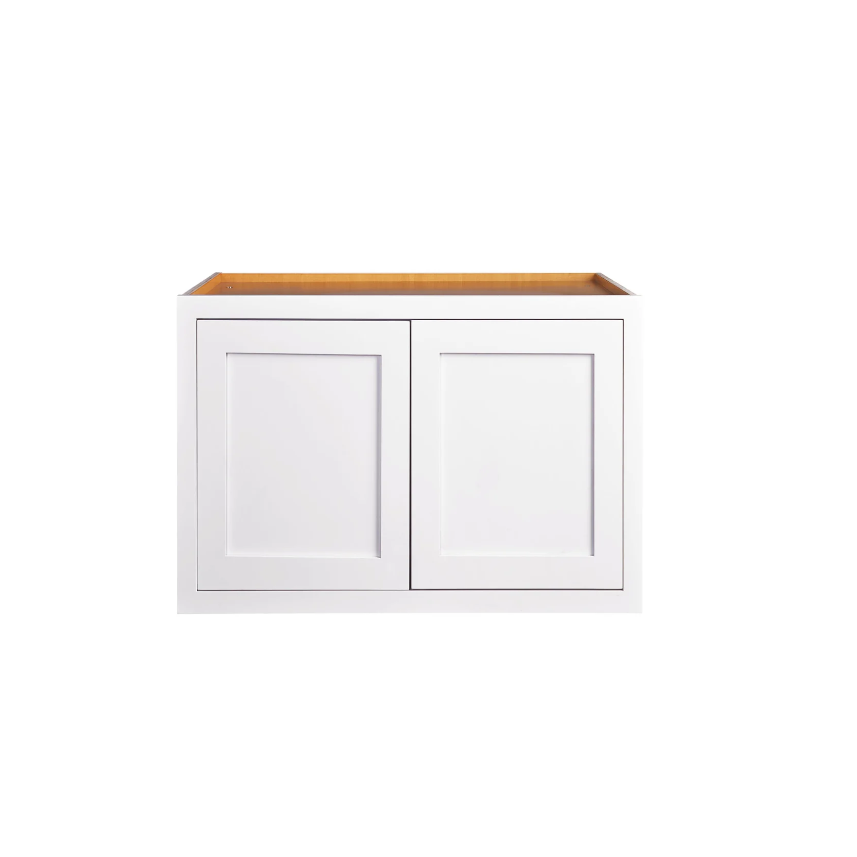 Maplevilles Cabinetry 30" x 21" Snow White Inset Modern Shaker Style RTA Birch Wood Wall Storage Cabinet With 2 Doors