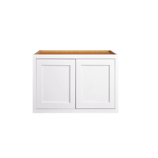 Maplevilles Cabinetry 30" x 21" Snow White Inset Modern Shaker Style RTA Birch Wood Wall Storage Cabinet With 2 Doors