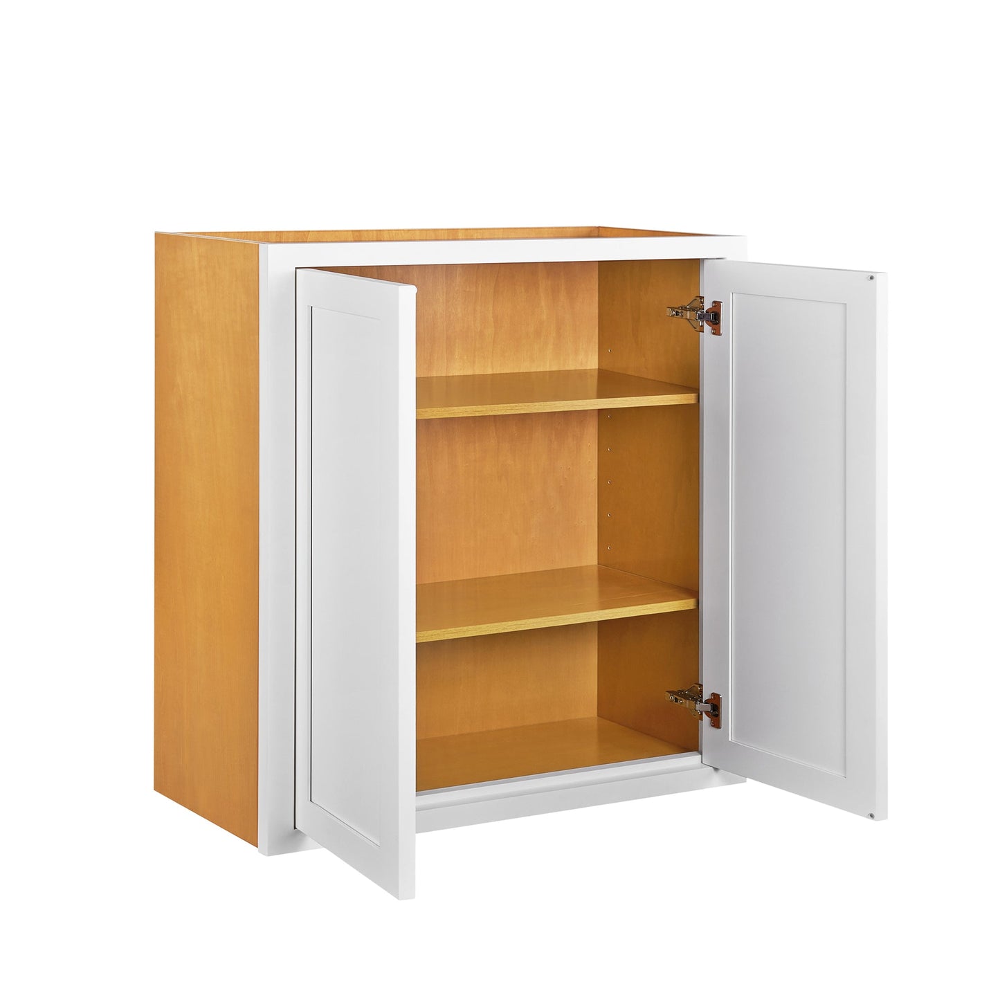 Maplevilles Cabinetry 30" x 24" Snow White Inset Modern Shaker Style RTA Birch Wood Wall Storage Cabinet With 2 Doors