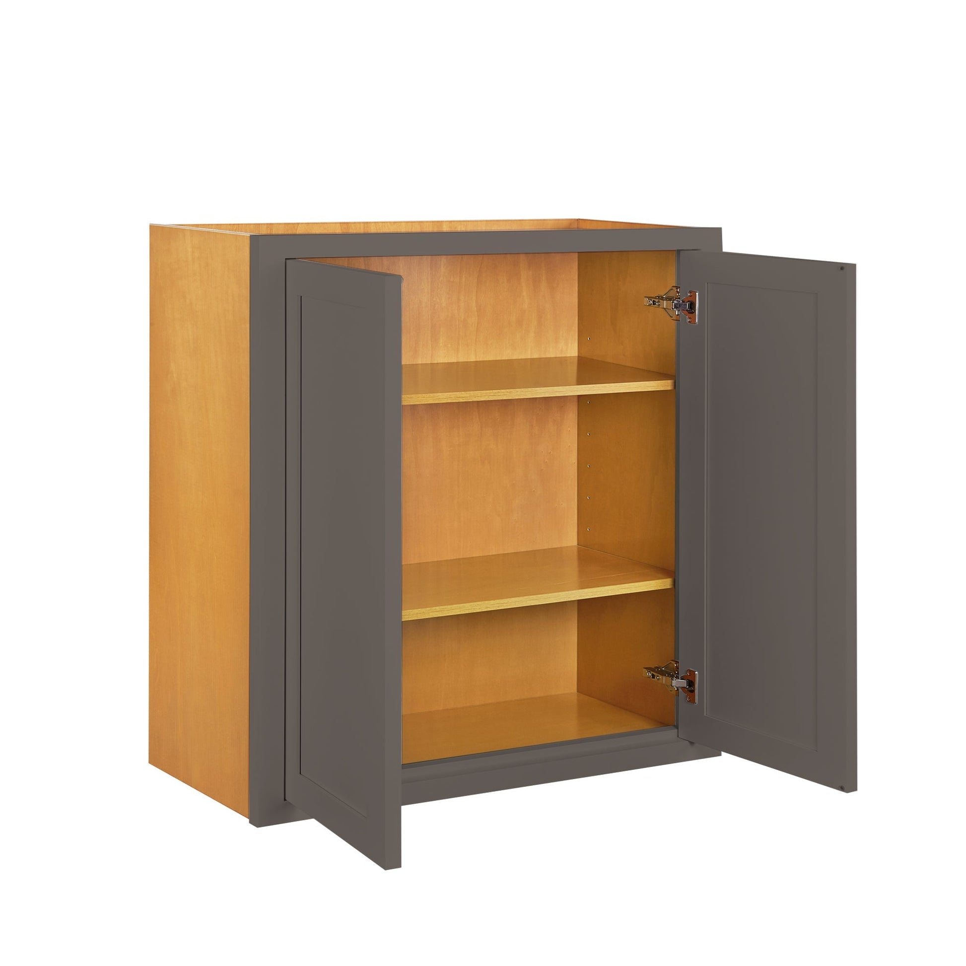 Maplevilles Cabinetry 30" x 30" Dark Gray Inset Modern Shaker Style RTA Birch Wood Wall Storage Cabinet With 2 Doors & 2 Shelf Boards