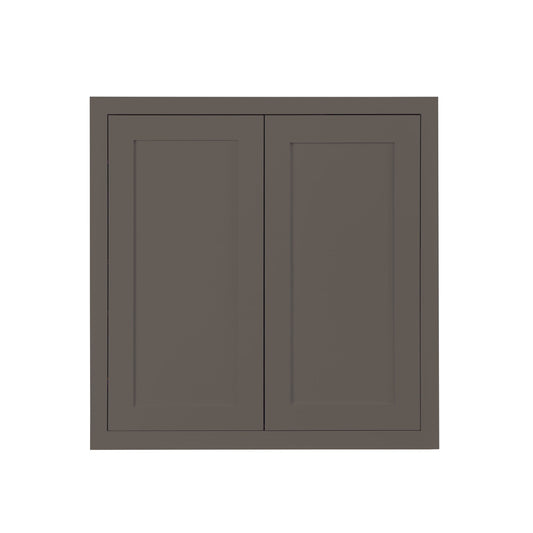 Maplevilles Cabinetry 30" x 30" Dark Gray Inset Modern Shaker Style RTA Birch Wood Wall Storage Cabinet With 2 Doors & 2 Shelf Boards