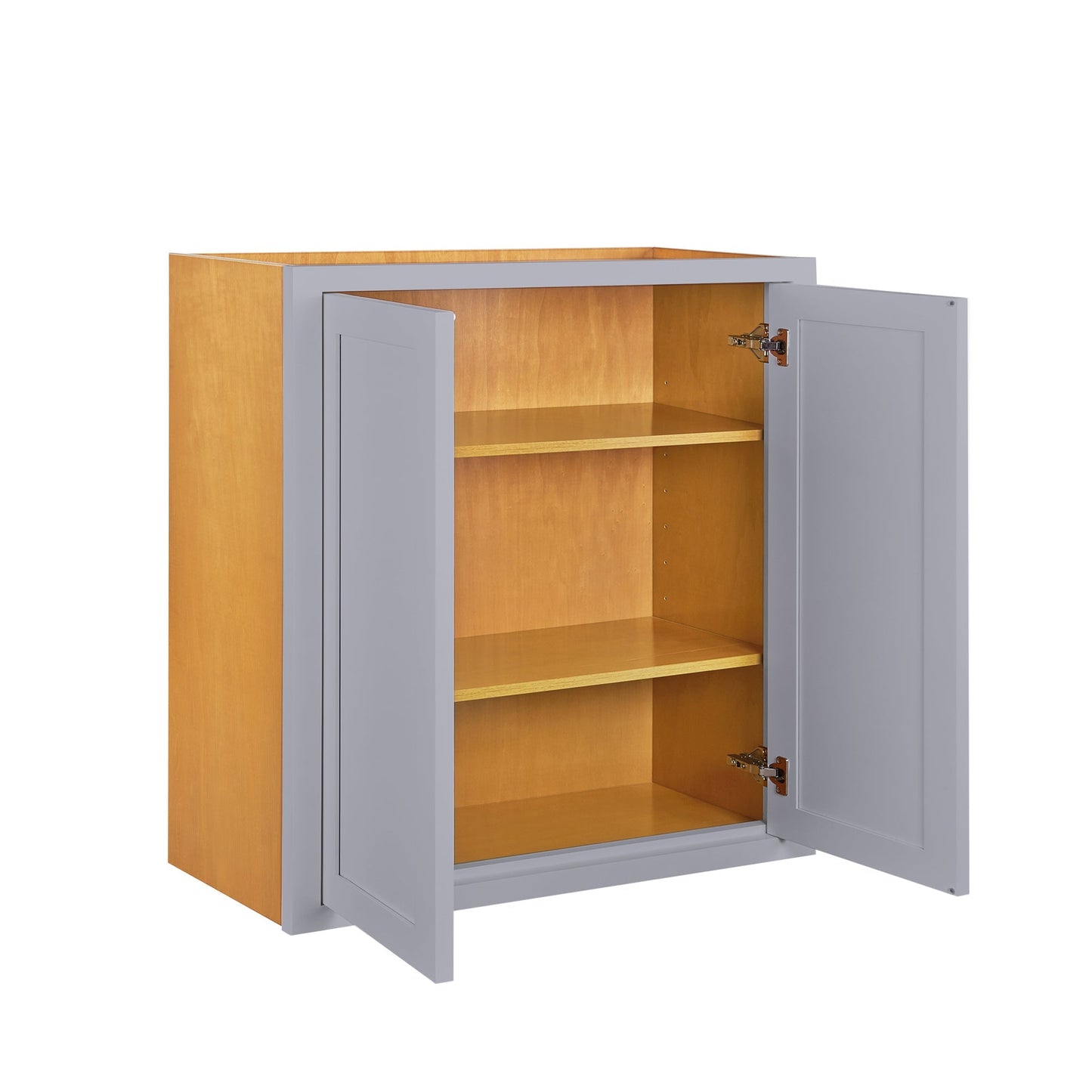 Maplevilles Cabinetry 30" x 30" Light Gray Inset Modern Shaker Style RTA Birch Wood Wall Storage Cabinet With 2 Doors & 2 Shelf Boards