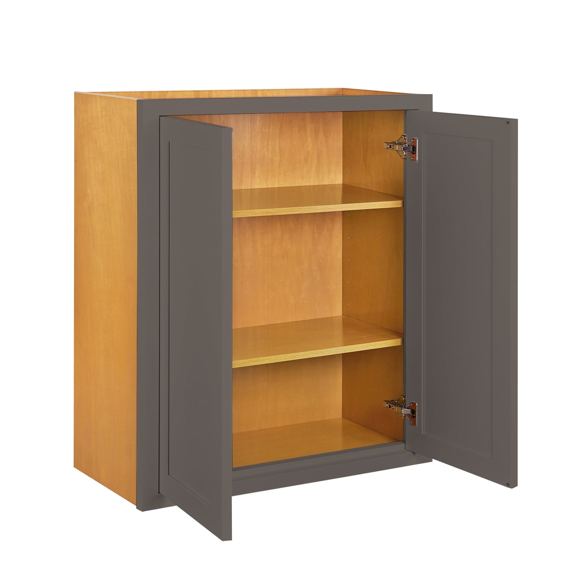 Maplevilles Cabinetry 30" x 39" Dark Gray Inset Modern Shaker Style RTA Birch Wood Wall Storage Cabinet With 2 Doors & 2 Shelf Boards