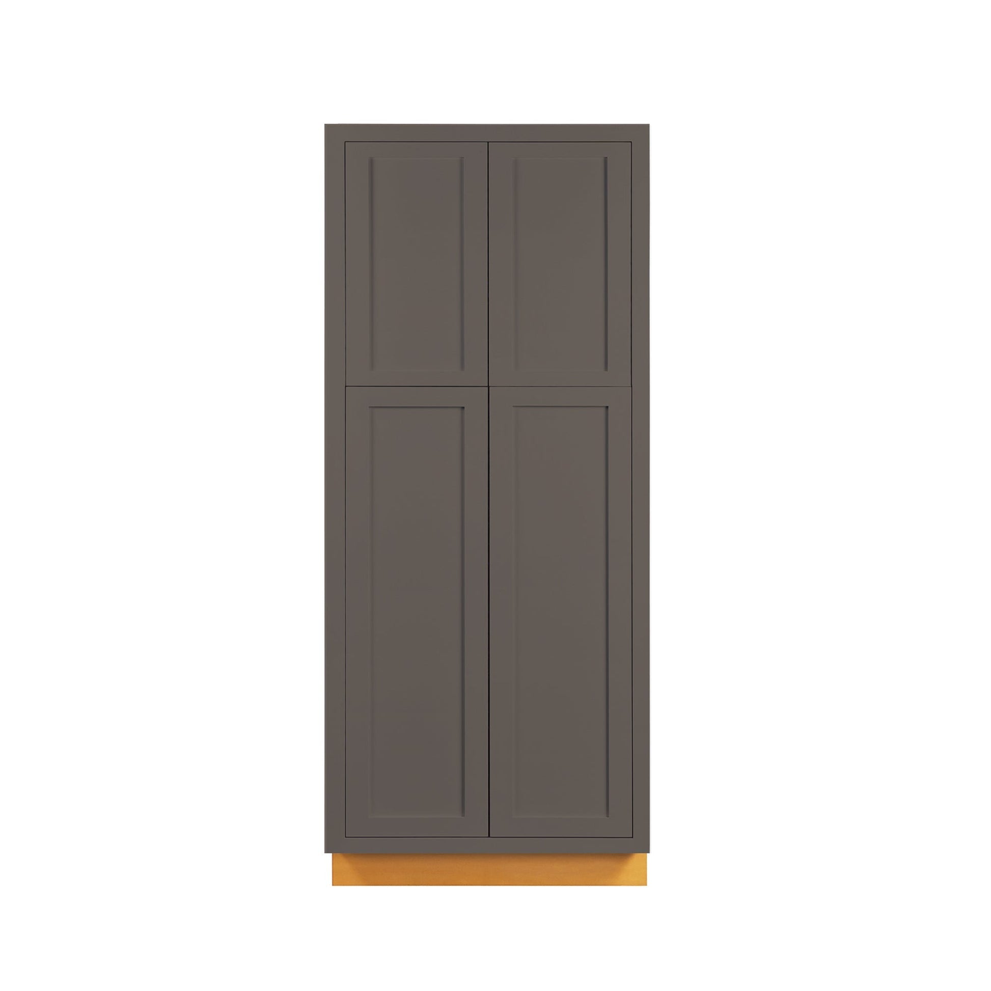 Maplevilles Cabinetry 30" x 84" Dark Gray Inset Modern Shaker Style RTA Birch Wood Tall Pantry Cabinet With 4 Doors & 4 Shelf Boards