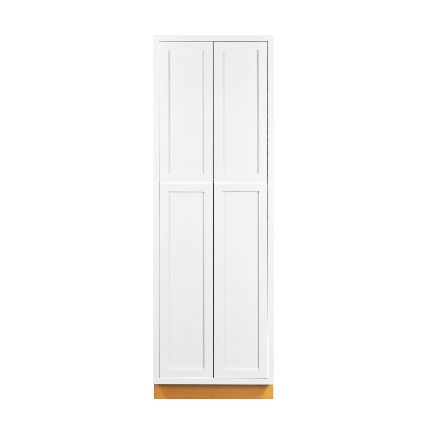 Maplevilles Cabinetry 30" x 93" Snow White Inset Modern Shaker Style RTA Birch Wood Tall Pantry Cabinet With 4 Doors & 4 Shelf Boards