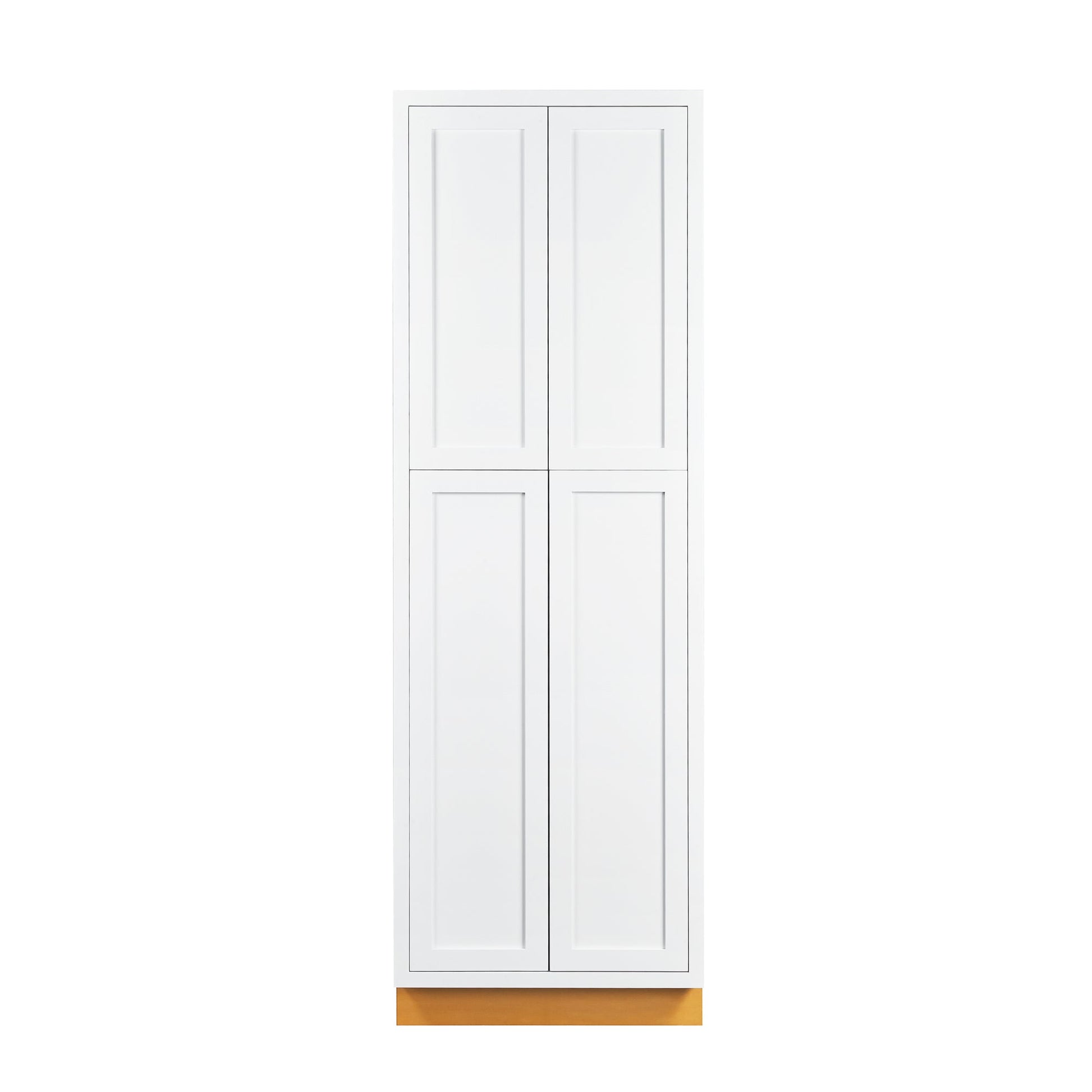 Maplevilles Cabinetry 30" x 93" Snow White Inset Modern Shaker Style RTA Birch Wood Tall Pantry Cabinet With 4 Doors & 4 Shelf Boards