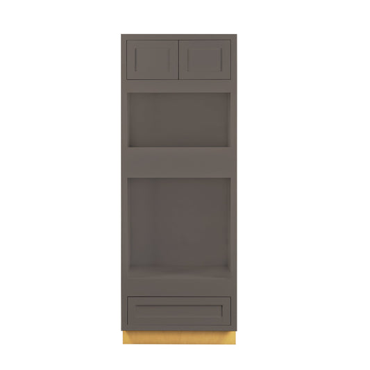 Maplevilles Cabinetry 31" x 84" Dark Gray Inset Modern Shaker Style RTA Birch Wood Double Oven Pantry Cabinet With 2 Doors & 1 Drawer