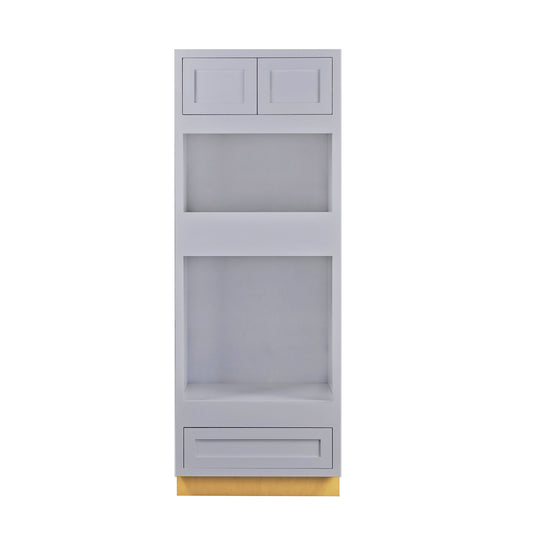 Maplevilles Cabinetry 31" x 84" Light Gray Inset Modern Shaker Style RTA Birch Wood Double Oven Pantry Cabinet With 2 Doors & 1 Drawer