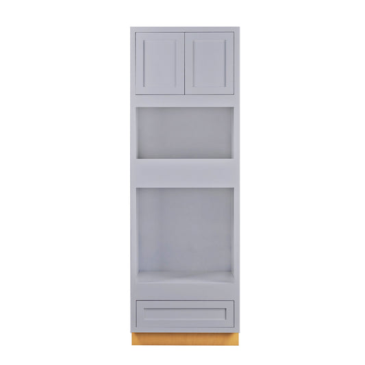 Maplevilles Cabinetry 31" x 93" Light Gray Inset Modern Shaker Style RTA Birch Wood Double Oven Pantry Cabinet With 2 Doors & 1 Drawer