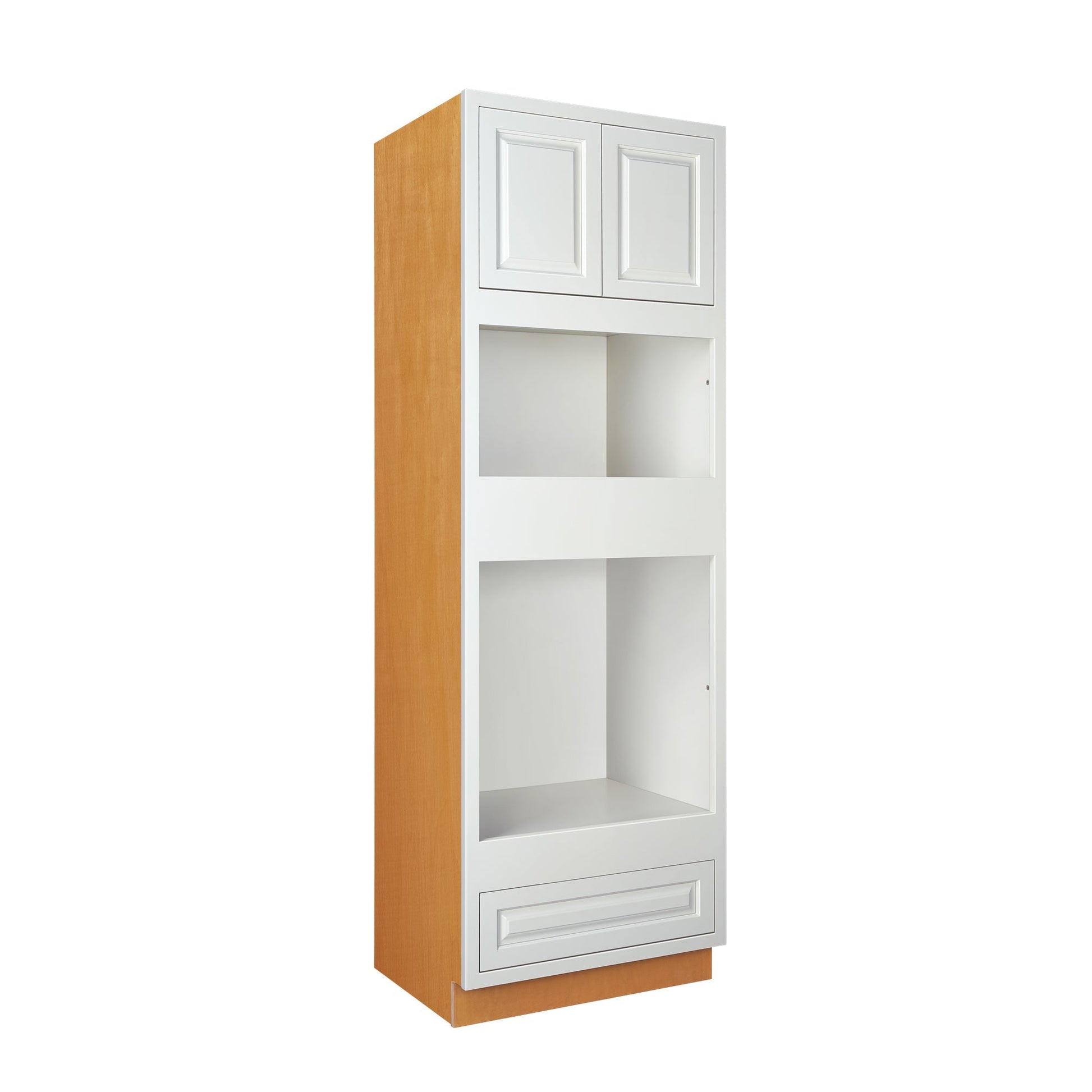 Maplevilles Cabinetry 31" x 93" Vintage White Inset Modern Shaker Style RTA Birch Wood Double Oven Pantry Cabinet With 2 Doors & 1 Drawer