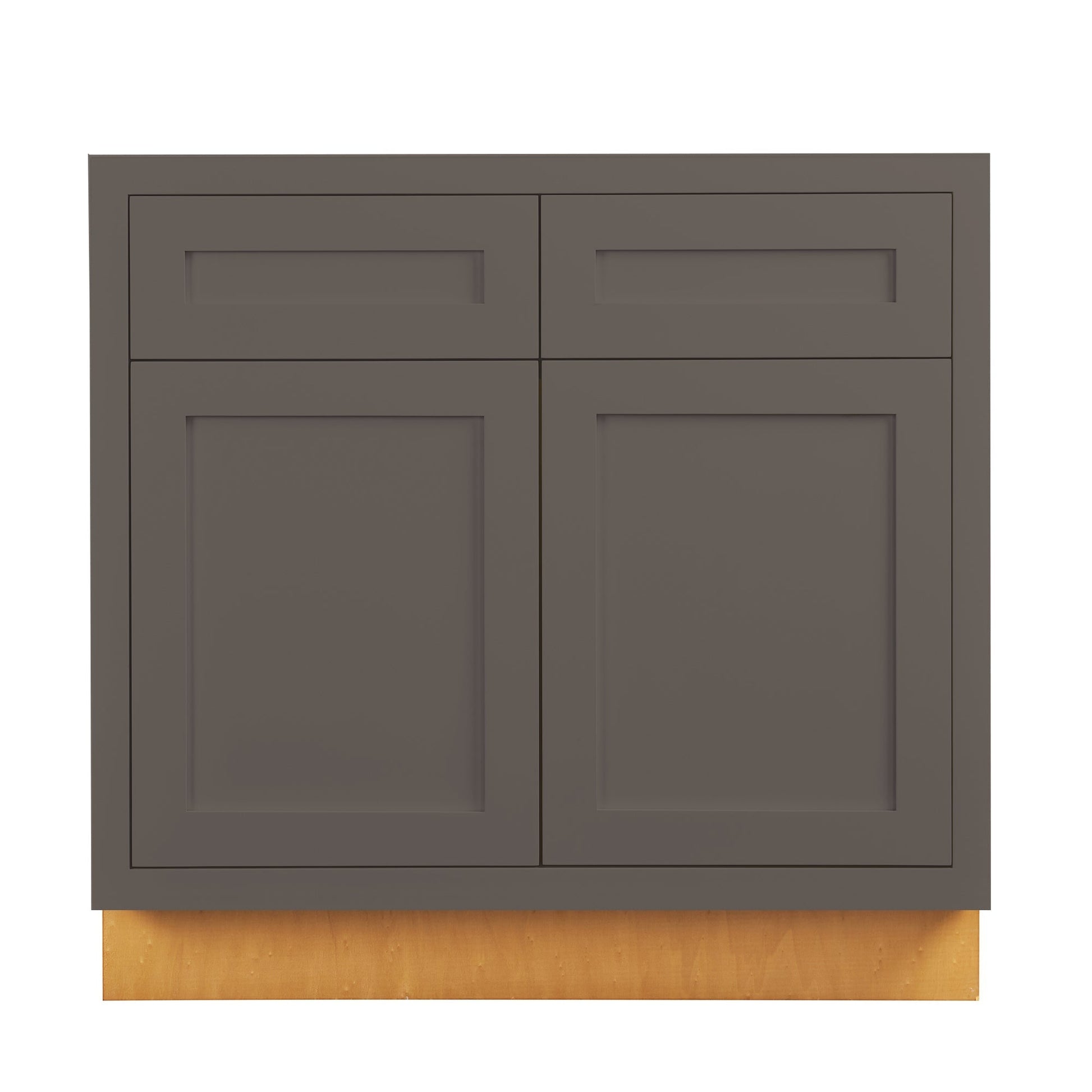 Maplevilles Cabinetry 33" Dark Gray Inset Modern Shaker Style RTA Birch Wood Storage Base Kitchen Cabinet With 2 Drawers & 2 Doors