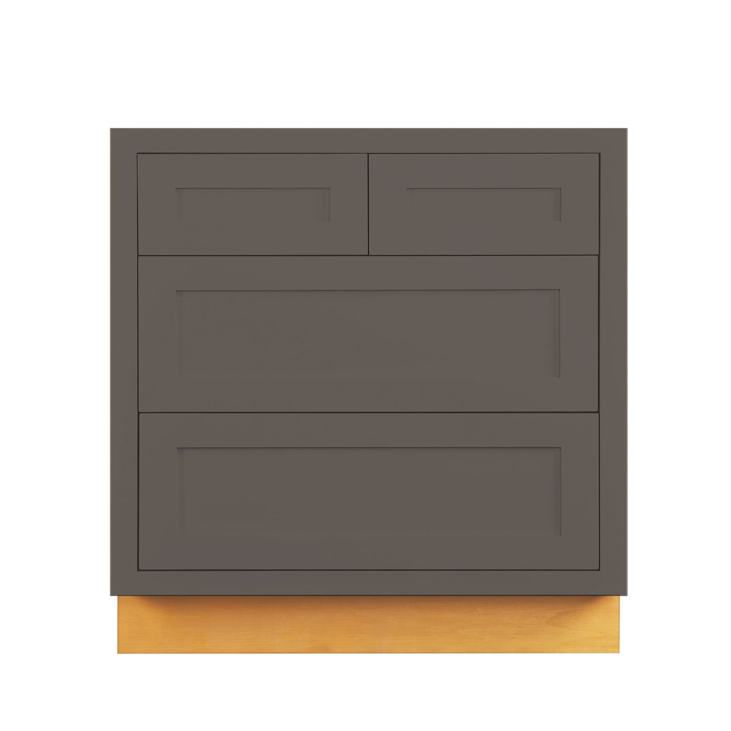 Maplevilles Cabinetry 33" Dark Gray Inset Modern Shaker Style RTA Birch Wood Storage Base Kitchen Cabinet With 4 Drawers