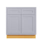 Maplevilles Cabinetry 33" Light Gray Inset Modern Shaker Style RTA Birch Wood Storage Base Kitchen Cabinet With 2 Doors & 2 Drawers