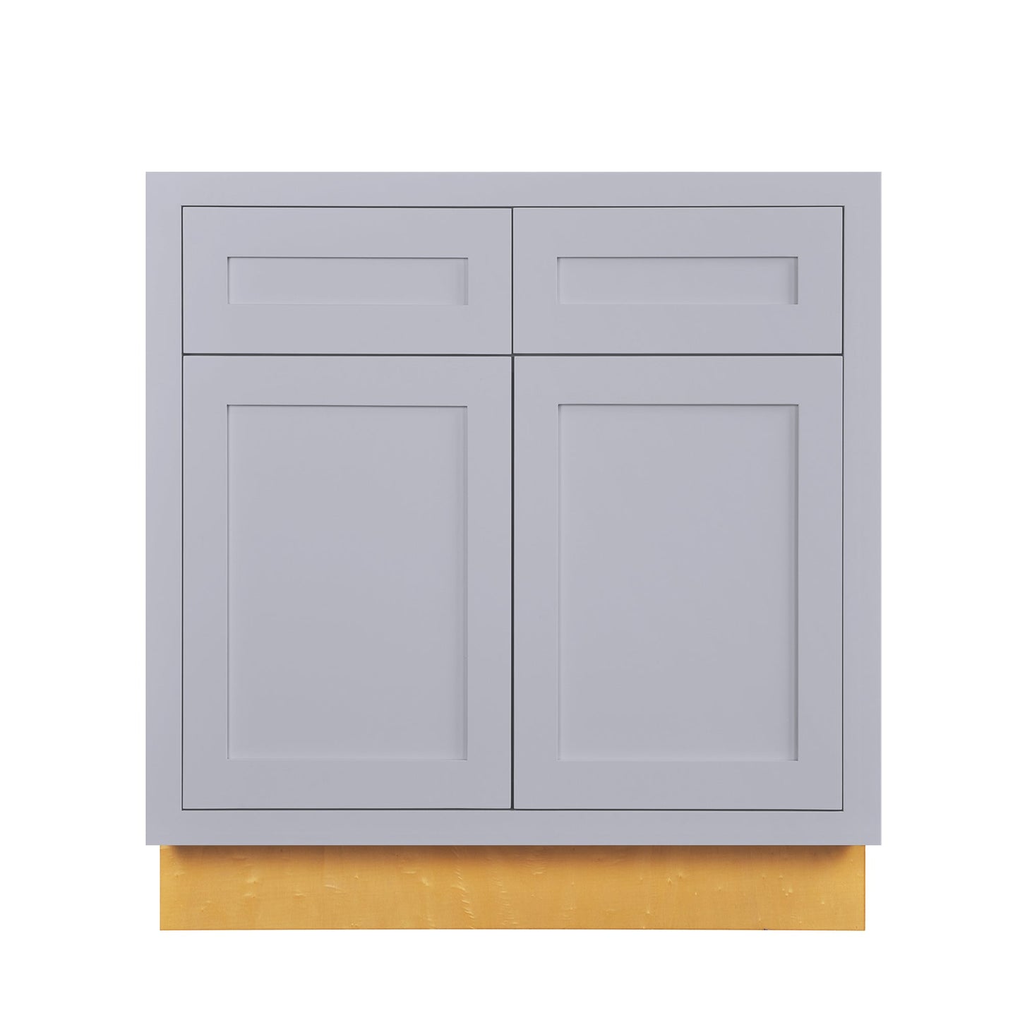 Maplevilles Cabinetry 33" Light Gray Inset Modern Shaker Style RTA Birch Wood Storage Base Kitchen Cabinet With 2 Drawers & 2 Doors