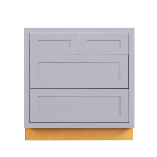 Maplevilles Cabinetry 33" Light Gray Inset Modern Shaker Style RTA Birch Wood Storage Base Kitchen Cabinet With 4 Drawers